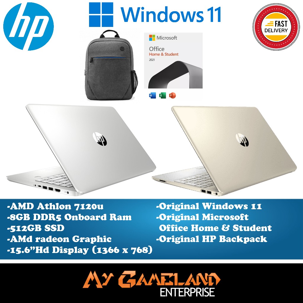 HP Laptop Notebook 15fc0105AU Gold, fc0106AU Silver (AMD Athlon,8gb