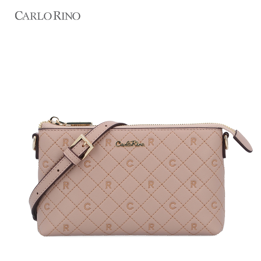 Carlo Rino Medium Beige CR Dusk Quilt Crossbody Wallet | Shopee Malaysia