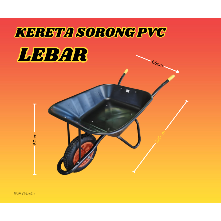 KERETA SORONG PVC HEAVY DUTY WHEEL BARROW TOLAK GARDEN HELPER MOVER ...