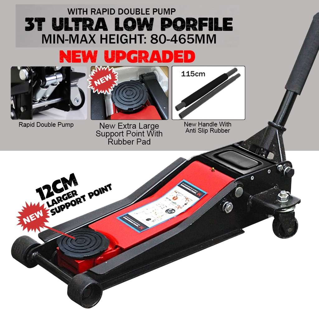 Liftmaster 3 Ton Heavy Duty Ultra Low Profile Steel Floor Jack With Quick Lift