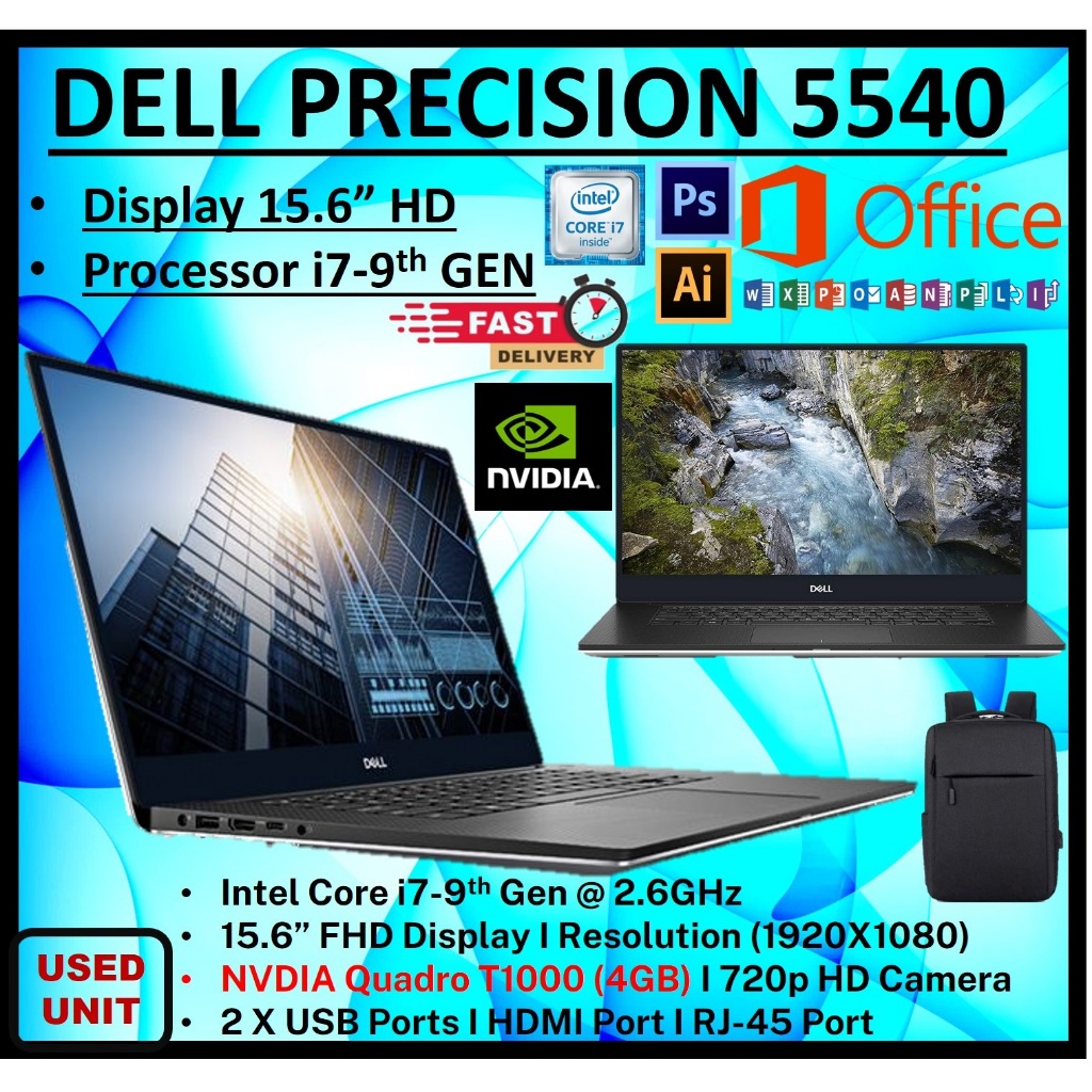 Dell Precision 7550 - i9-10885H · T1000 · 15.6”, Full HD (1920 x