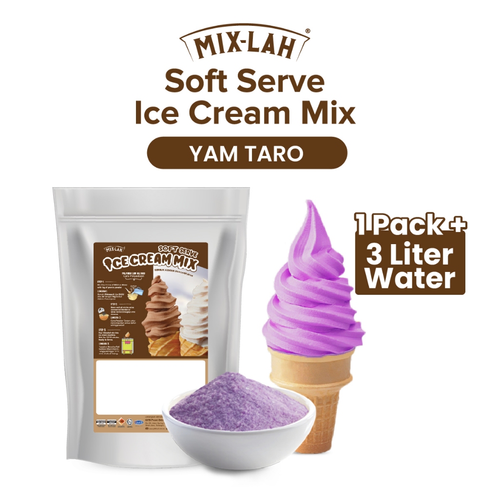 MIXLAH Yam Keladi Soft Serve Ice Cream Powder Mix Tepung Aiskrim