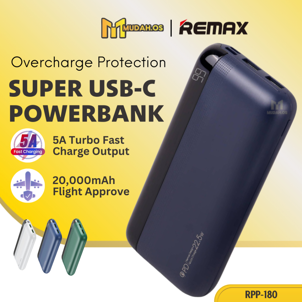 REMAX Portable Fast Charging Original 22.5W Flight Safe PD Powerbank ...