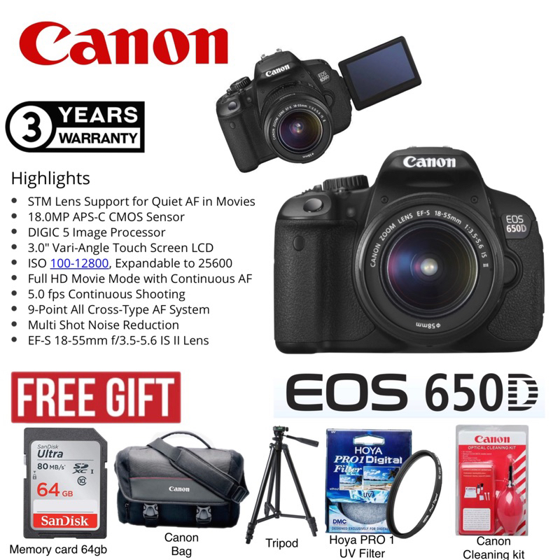 Canon 250D + 18-55mm f/3.5-5.6 III - 2 Year Warranty - Next Day Delivery