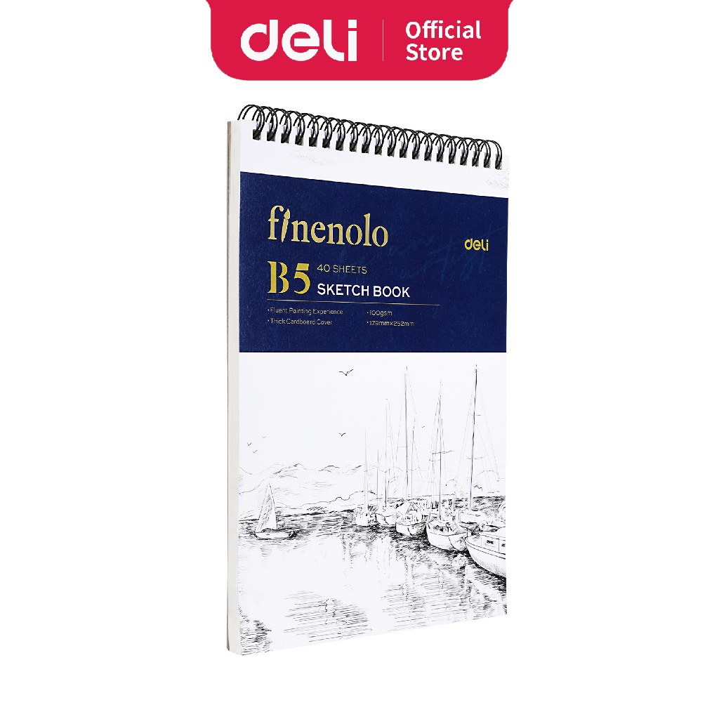 DELI Finenolo Sketchbook Pencil Drawing Notebook (100gsm x 80 Pages