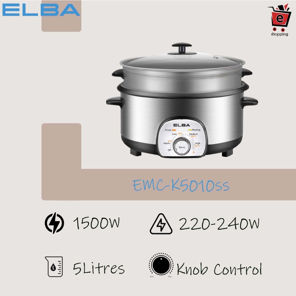 【JOHOR BAHRU AREA FREE SHIP】ELBA Multi Cooker EMCK5010(SS) Removable