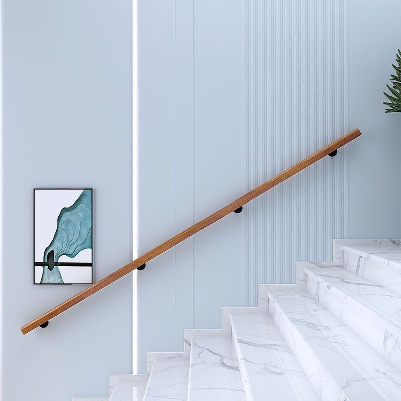 Stair railing against wall solid wood indoor attic corridor elderly ...