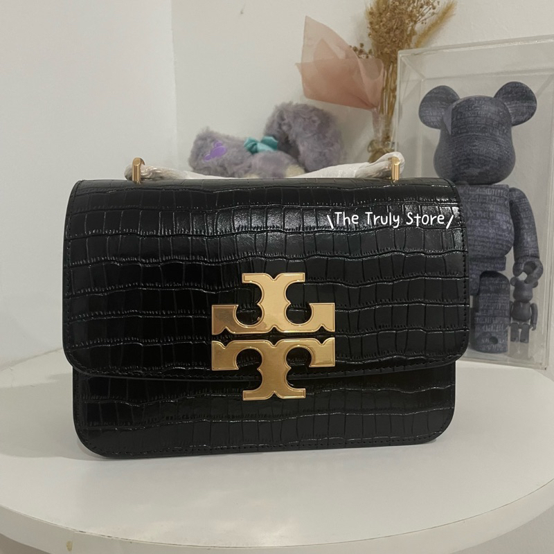 💯 Authentic Tory Burch Eleanor Crocodile Embossed Convertible Shoulder