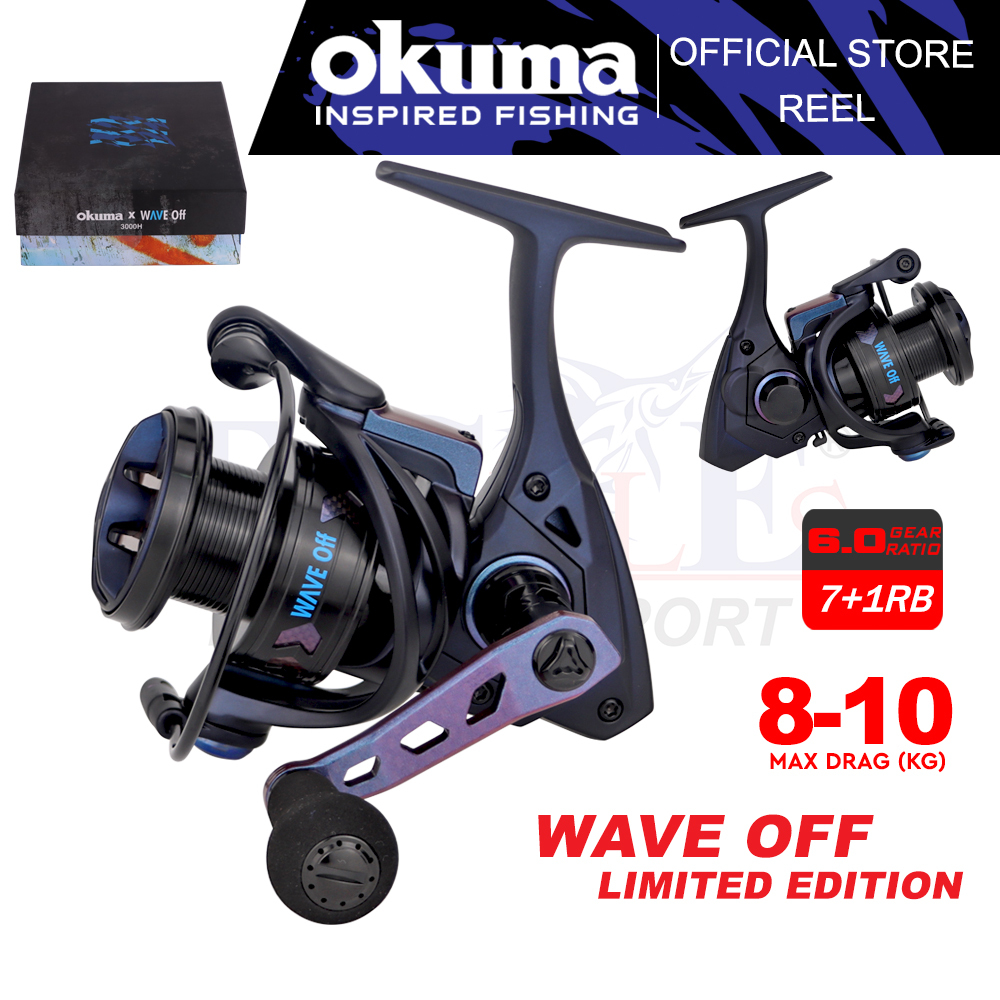 Okuma Wave Off LIMITED EDITION Spinning Fishing Reel Urban Design  Trademarked Paint Off Max Drag 8kg-10kg