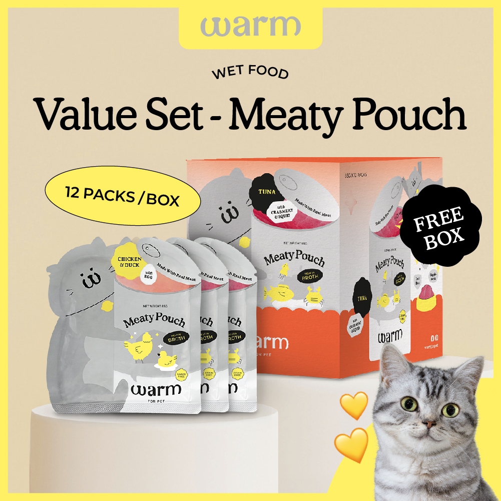 WARM FOR PET Meaty Pouch Value Set 12PCS box 85g Cat Food