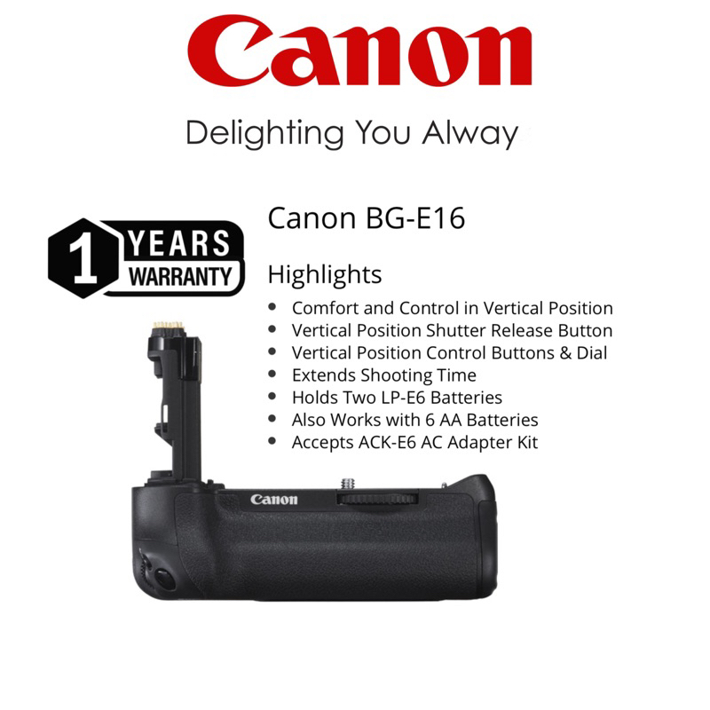 Canon BGE16 Battery Grip For Canon EOS 7D Mark II (1 Years Warranty