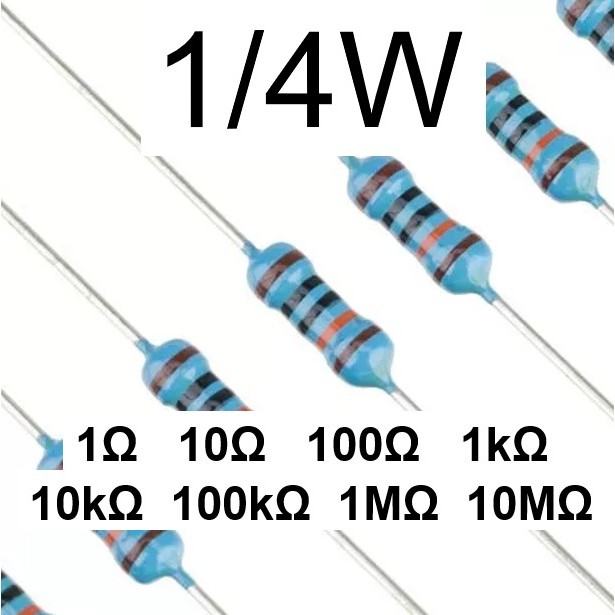 (50pcs) 1/4W Metal Film Resistor - (1 ohm to 10M ohm) - 1% Tolerance