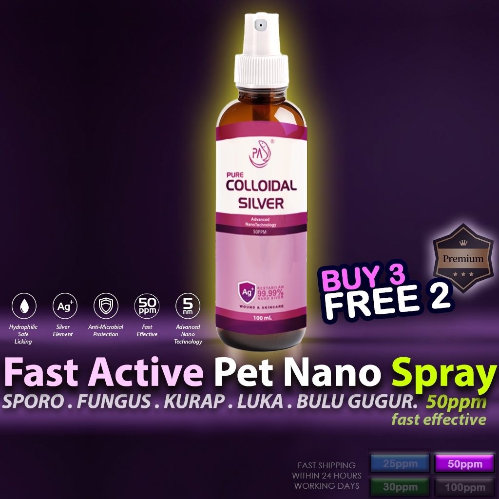 PA 50PPM Pure Colloidal Nano Silver Pets Spray on pet ringworm remedy