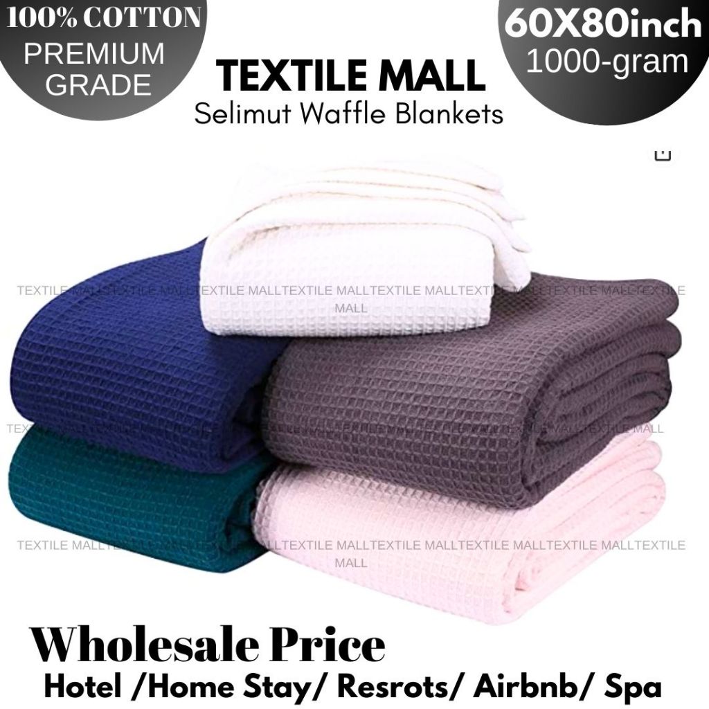Waffle Combed Cotton Blanket 100 Cotton 60x80inches Selimut Viral