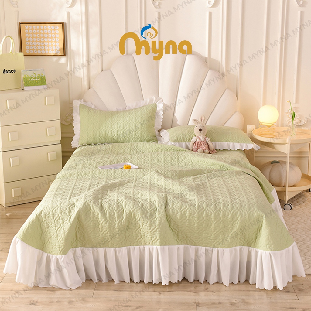 3 in 1Korean Princess Style Lace Quilted Bedskirt Lace Sheet Bedspread Three Piece Set Queen Size Bed Sheet Queen Size S Shopee Malaysia
