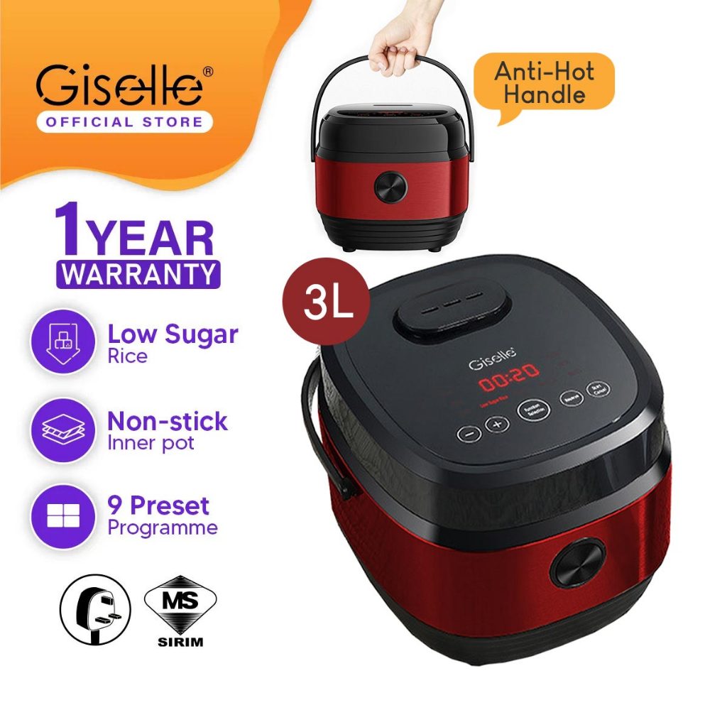 Giselle Mini Rice Cooker 1.2L with Non-stick Pot and Steamer 200W (KEA0371)