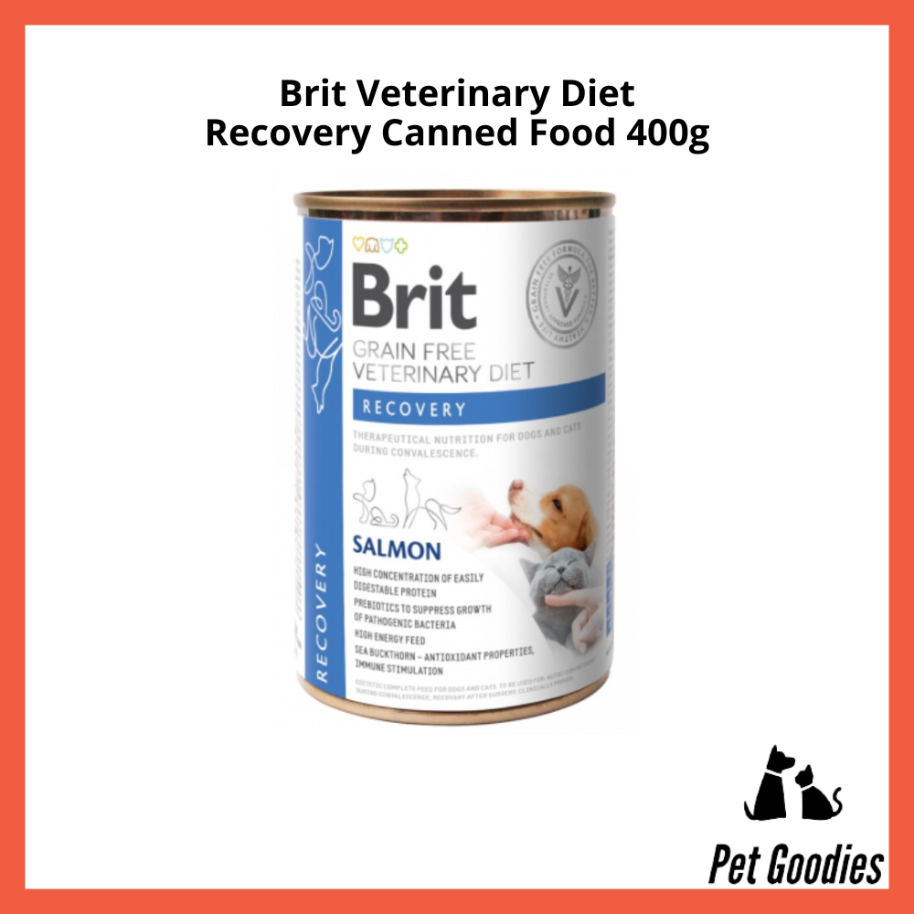 Brit Veterinary Diet Dogs & Cats Recovery Salmon Canned 400G | Shopee ...