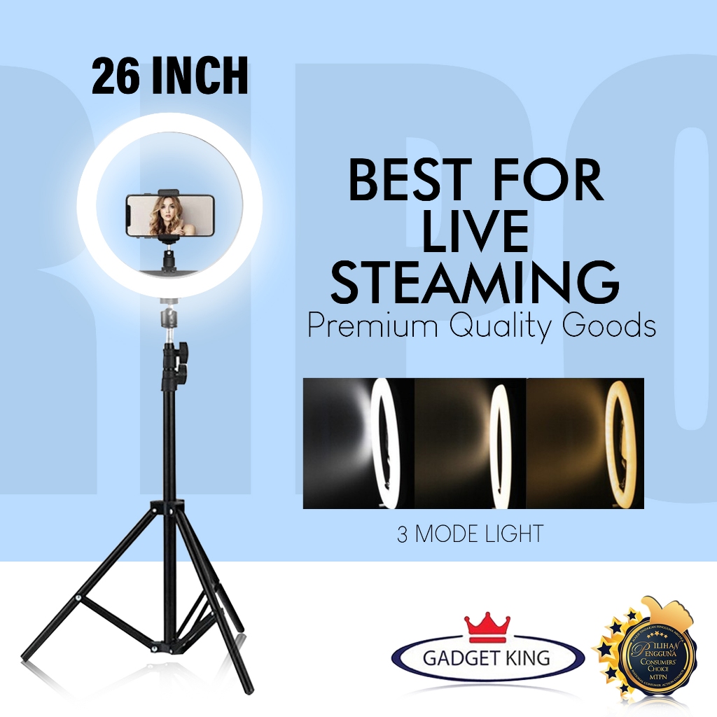 GADGETKING 26CM 3D LED selfie ring light with 210cm tripod and
