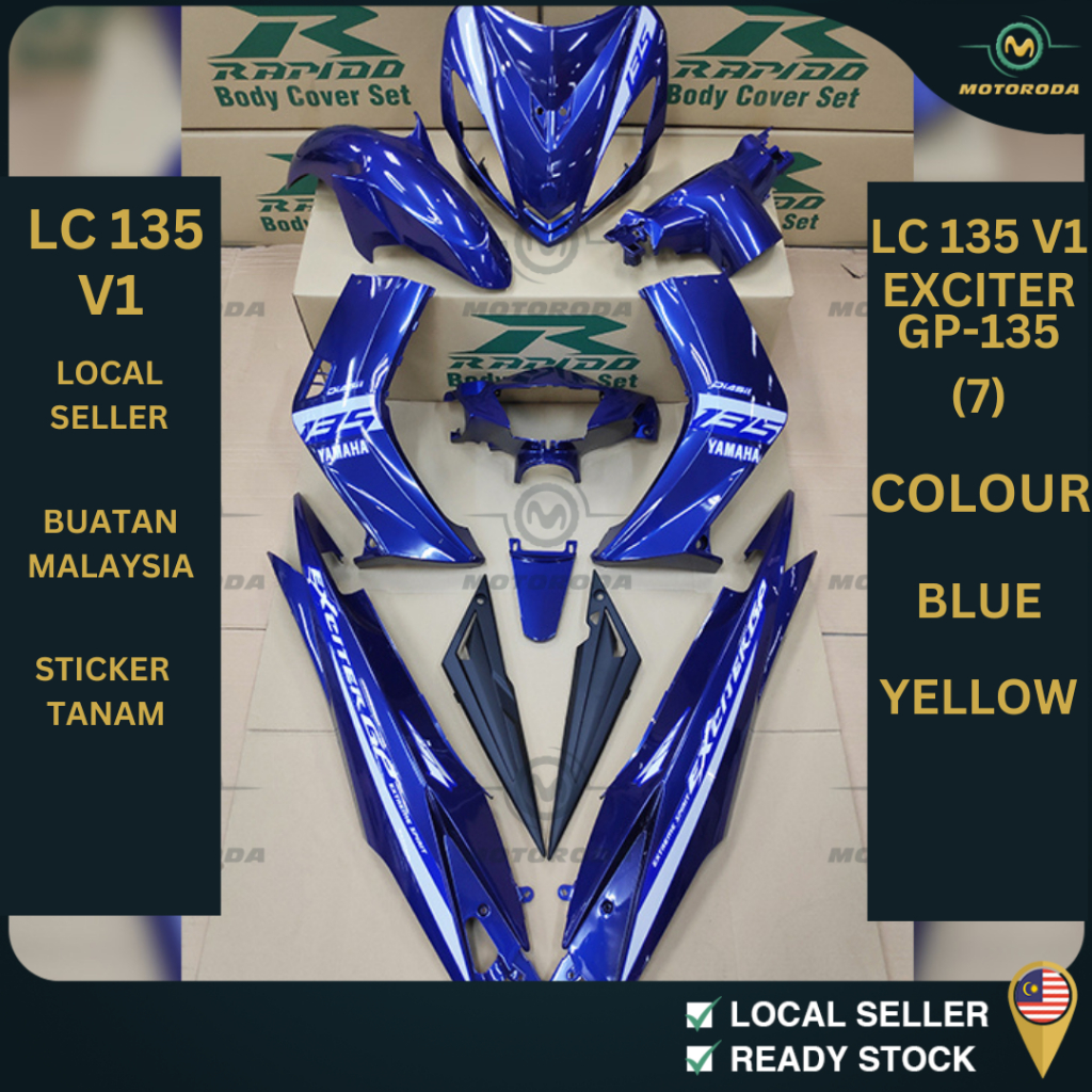 Rapido Cover Set Coverset Bodyset Assembly Lc135 V1 Exciter Gp 7 Blue Yellow Sticker Tanam 5994