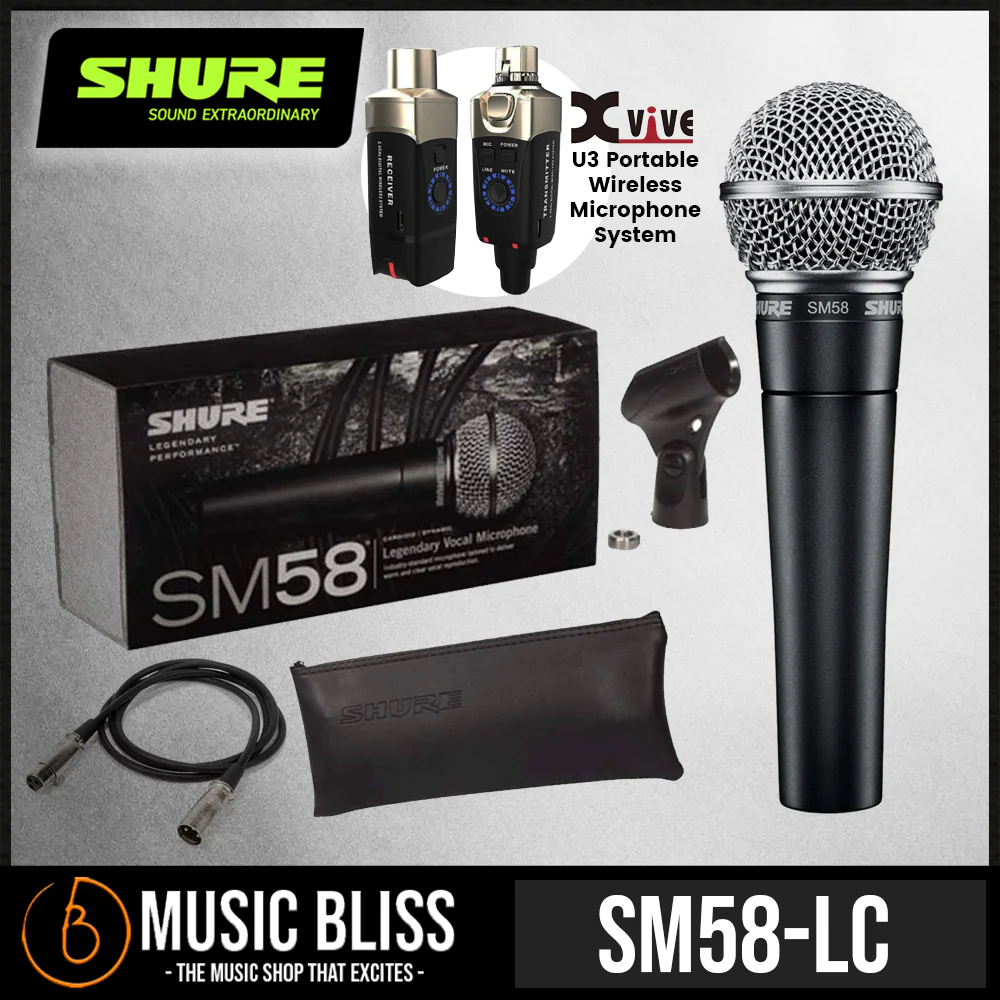 Shure Sm58 Lc Handheld Dynamic Vocal Microphone Includes Stand Adapter Zippered Carrying Case 8502