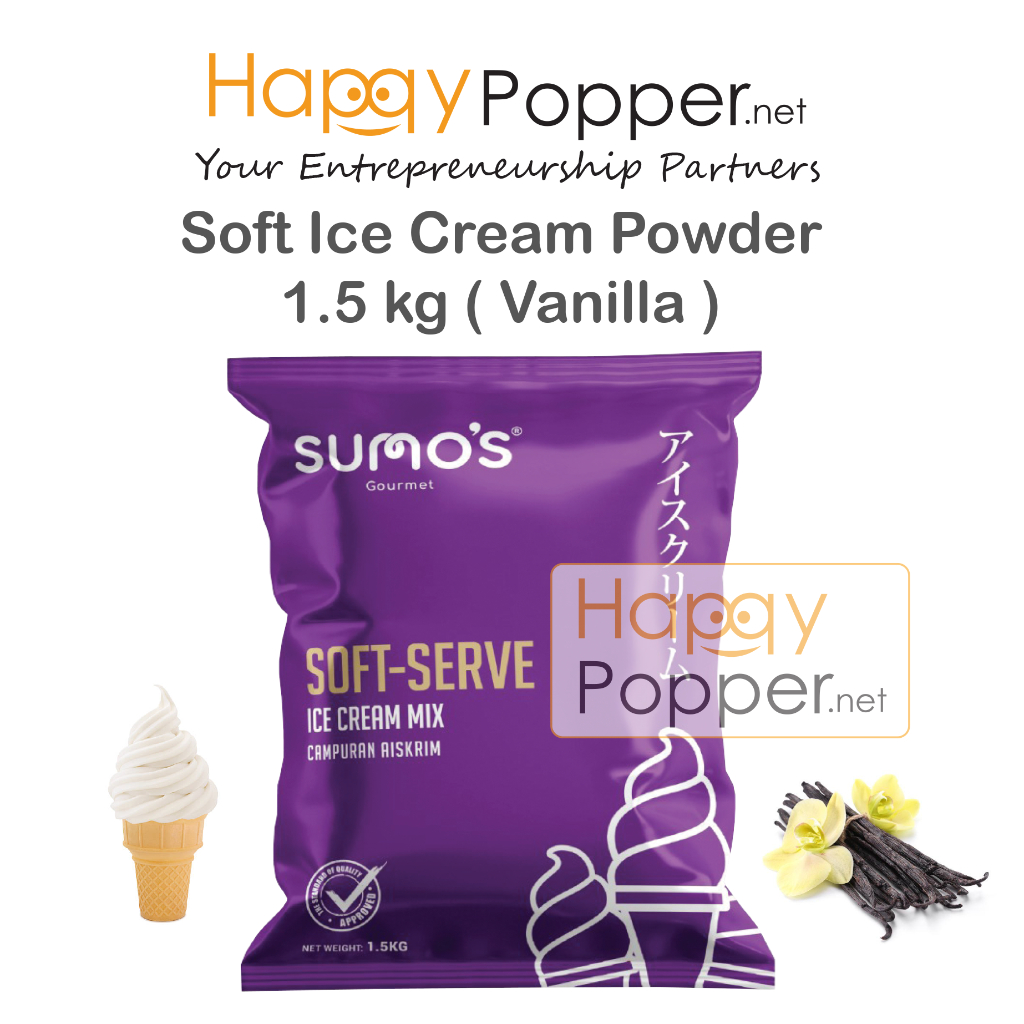 Happypopper Soft Ice Cream Powder Vanilla Serbuk Tepung Aiskrim Vanila