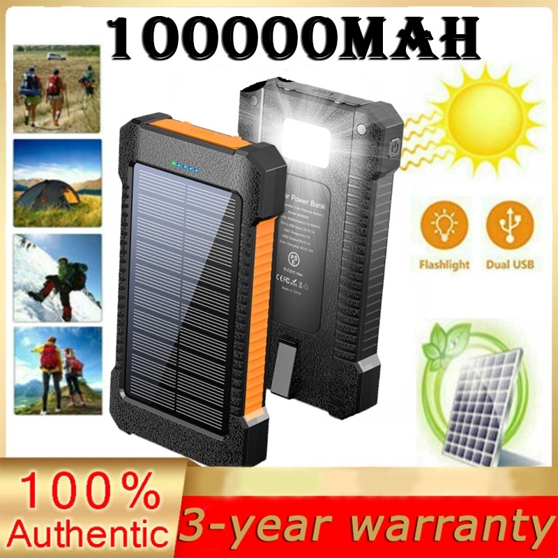 Power Bank Solar Power Bank 100000 mAh, draadloze oplader op zonne-energie met 5 uitgangen, 4 ingangen, externe accu, externe powerbank met led- zaklampen, draagbare oplader voor smartphone