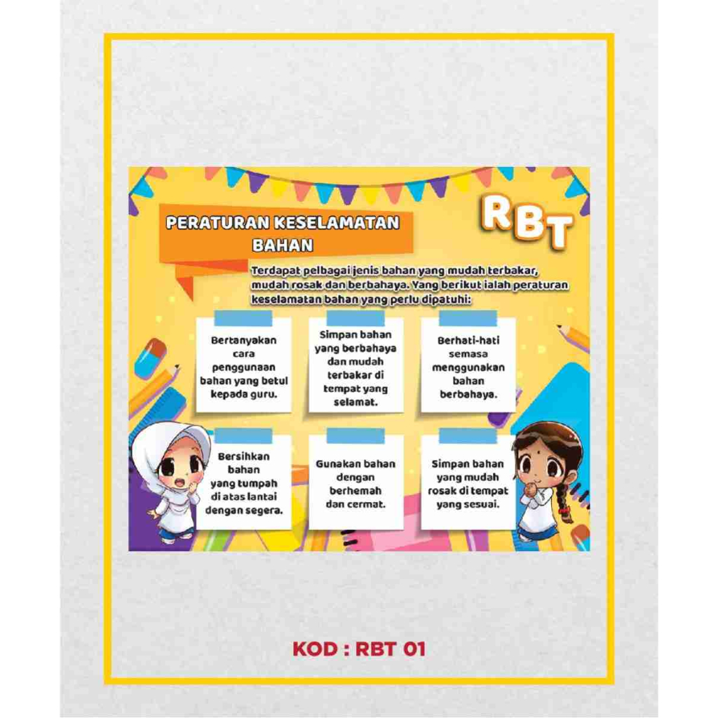 Carta Peraturan Keselamatan Bilik Rekabentuk & Teknologi (RBT) | Carta ...