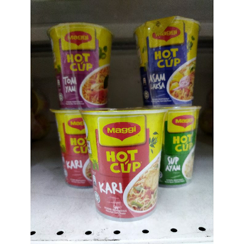 Maggi Hot Cup 2 Kari Sup Ayam Tom Yam Asam Laksa Mix Pack