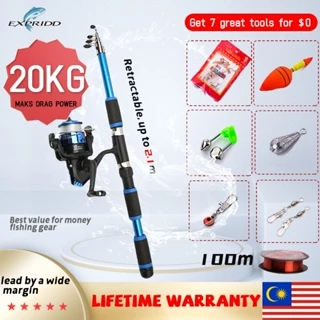 🔥Malaysia Fishing Reel Rod Set 1.8-2.1m Spinning Fishing Rod 1000