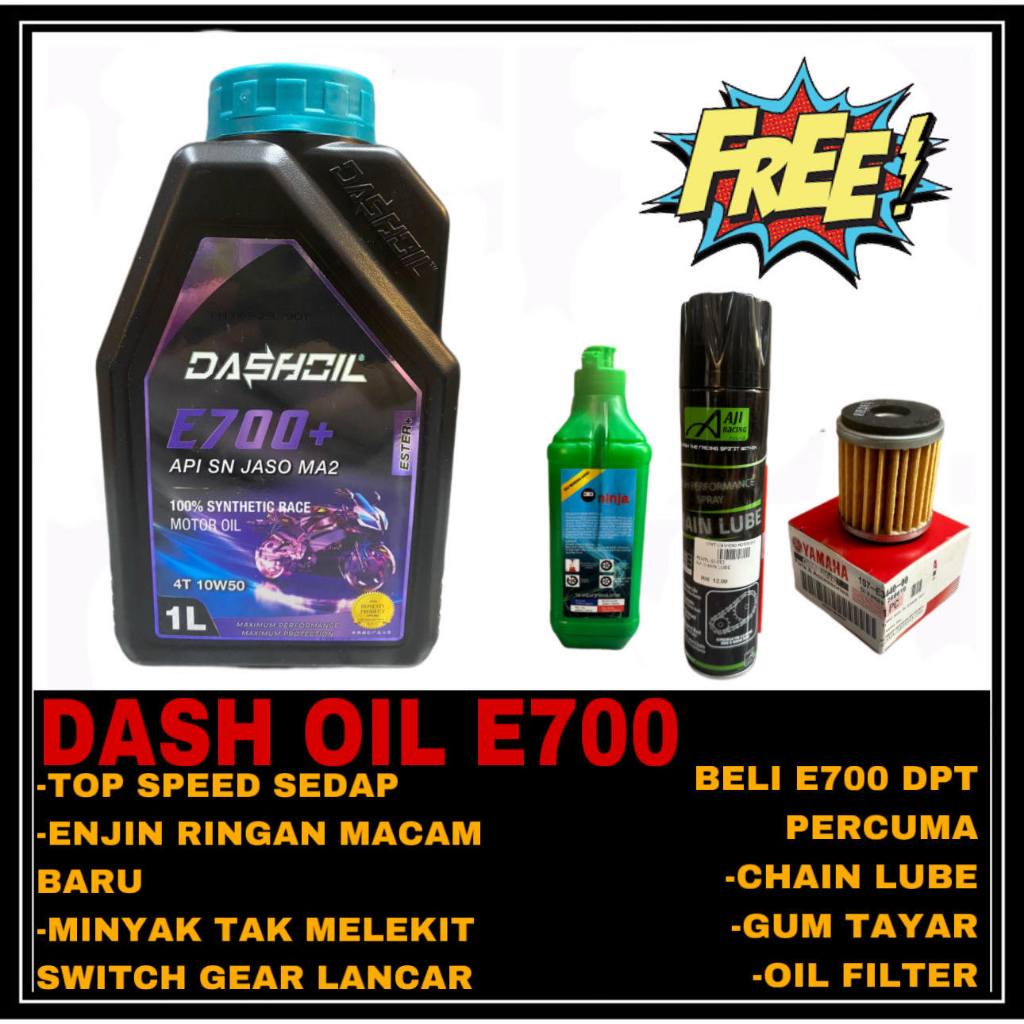 Dashoil Ester E700 4t 10w50 1l Fully Synthetic Sn Motorcycle Engine Oil Minyak Hitam Pelincir 