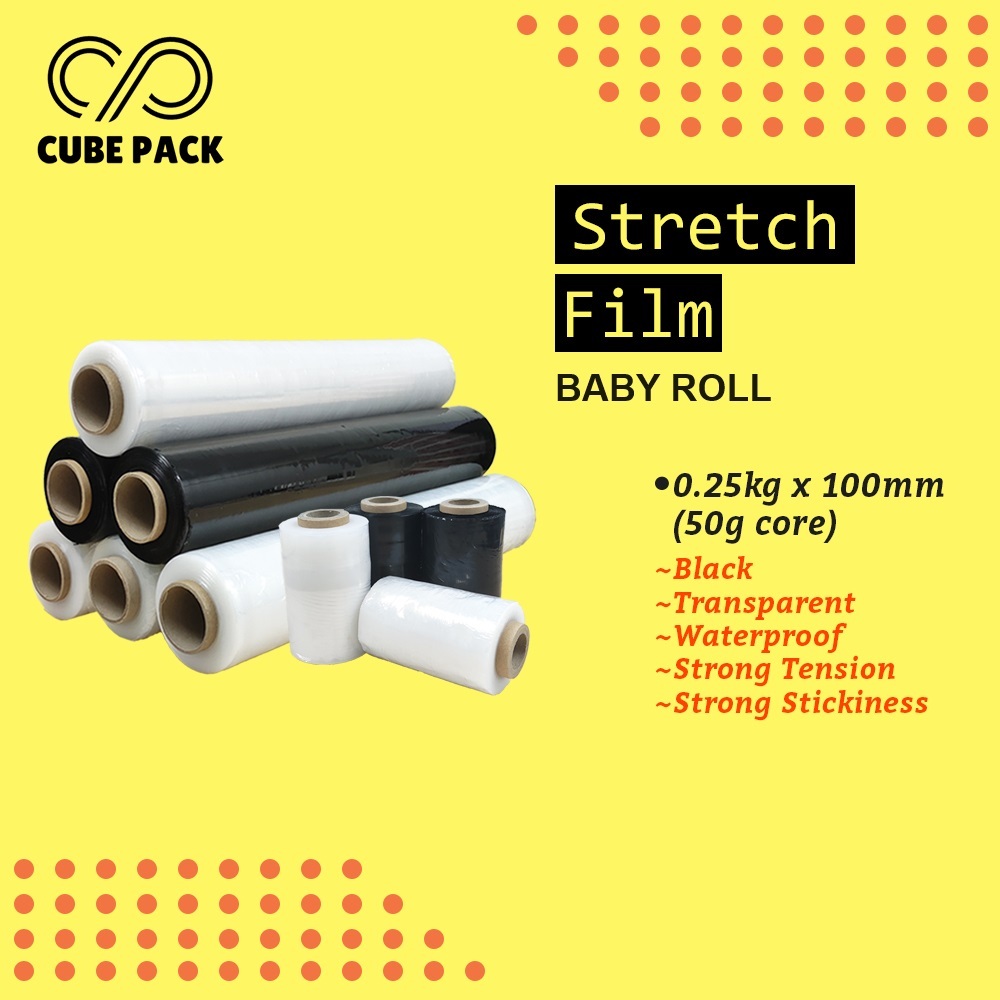 Baby Roll Stretch Film / 100mm Clear / Black Wrapping / Packaging / Opp ...