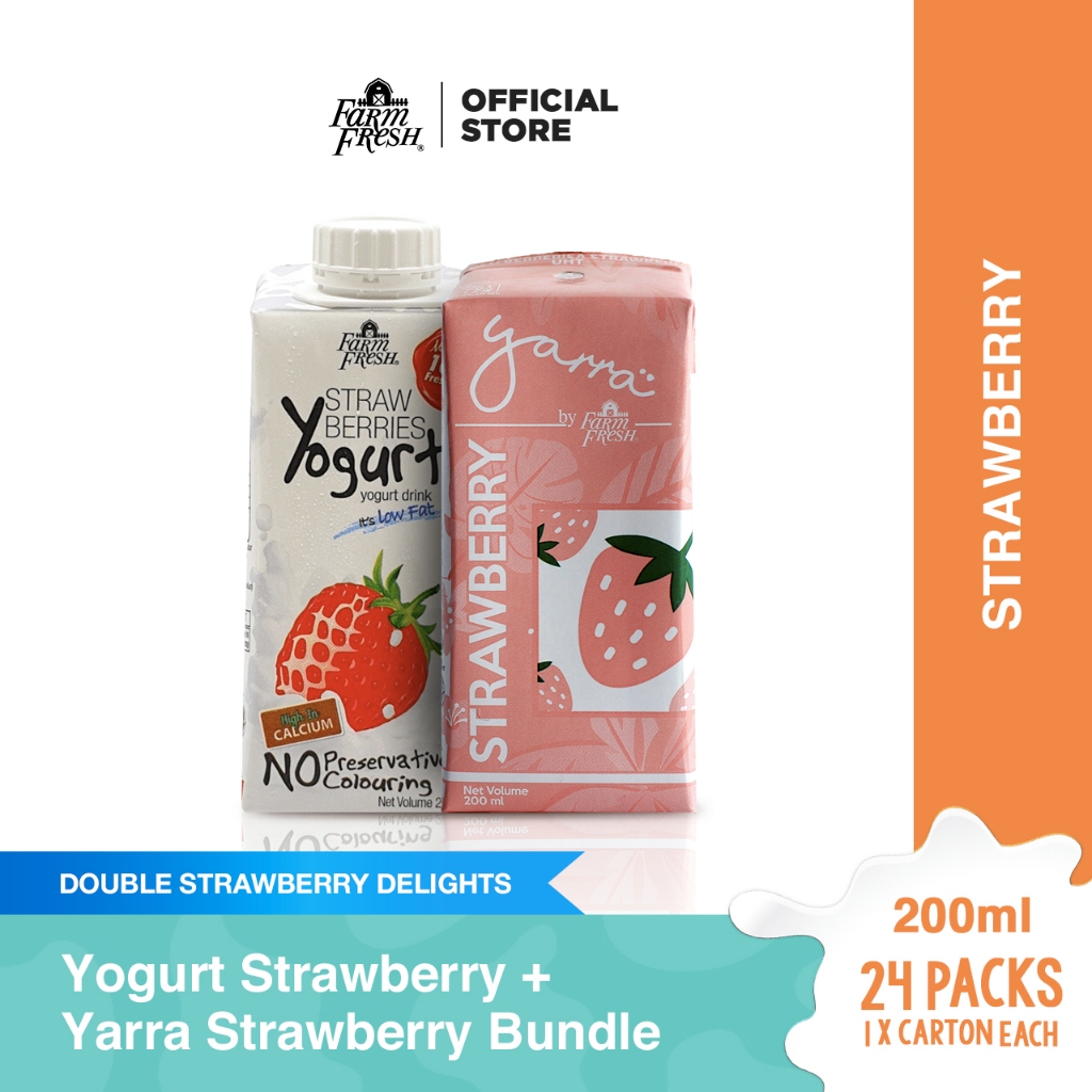 Yarra by Farm Fresh UHT Strawberry Milk + Farm Fresh UHT Yogurt Drink ...