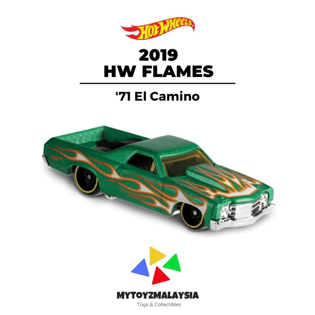 Hot Wheels 2019 Hw Flames 71 El Camino Satin Green Shopee Malaysia