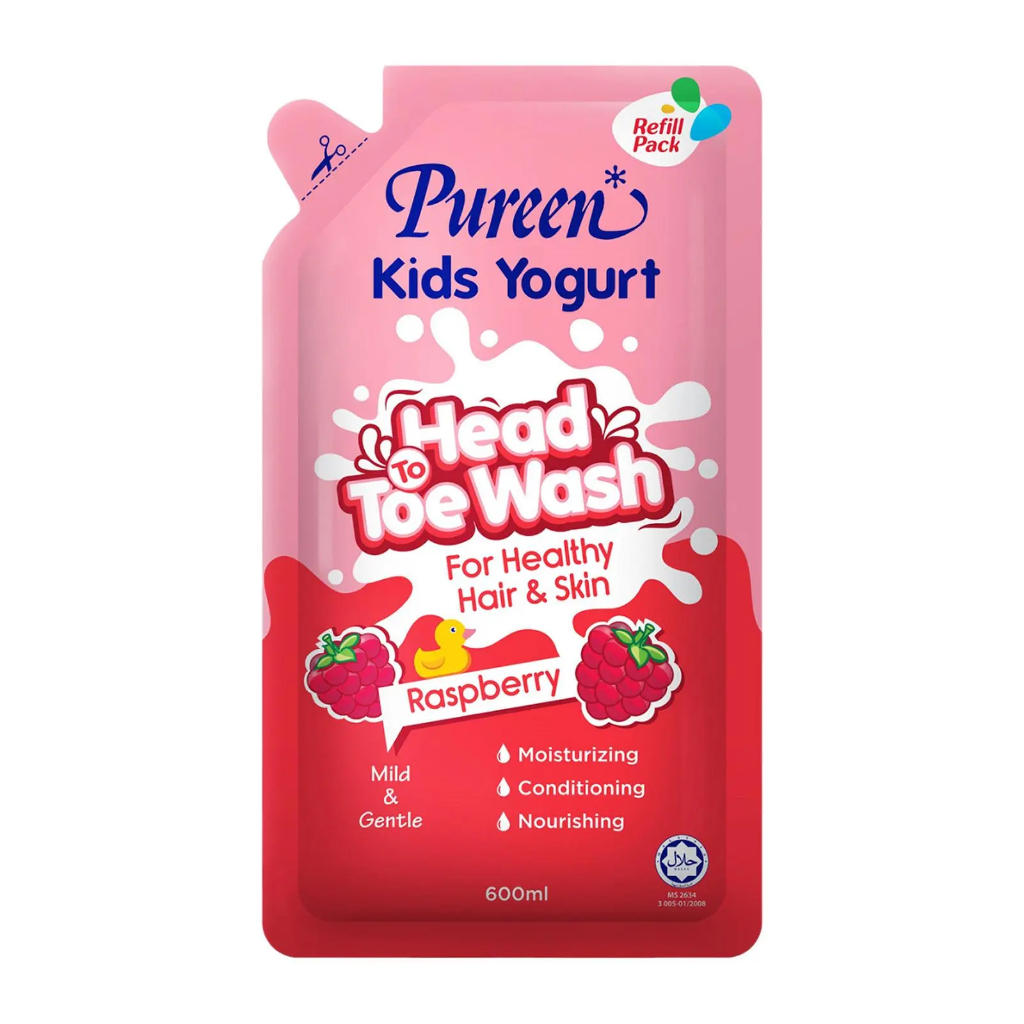 Pureen Kids Yogurt Head To Toe Wash Refill Pack 600ml NEW Sabun Mandian