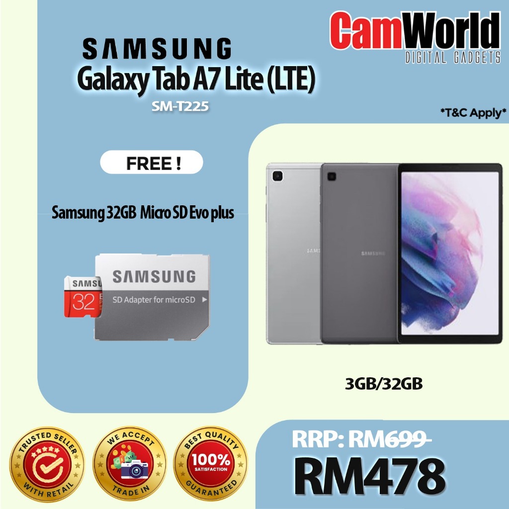 Samsung Galaxy Tab A7 Lite LTE ( 3GB+32GB ) ( SM-T225 ) With 32GB ...