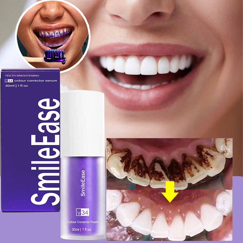 V34 Toothpaste Colour Corrector Hismile Teeth Whitening Smileease Purple Toothpaste Tooth Stain 5083