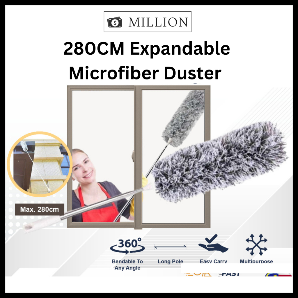 [MILLION] 280CM DUSTER EXPANDABLE Long Microfiber Duster Feather Duster ...