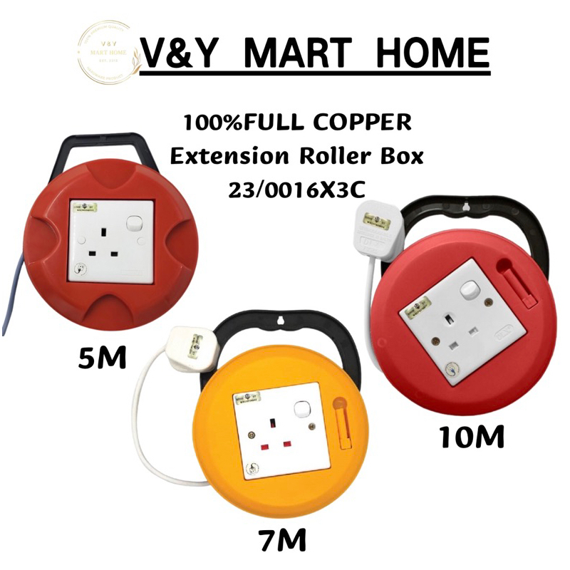 【READY STOCK】100FULL COPPER Extension Roller Box(5M/7M/10M)SIRIM23