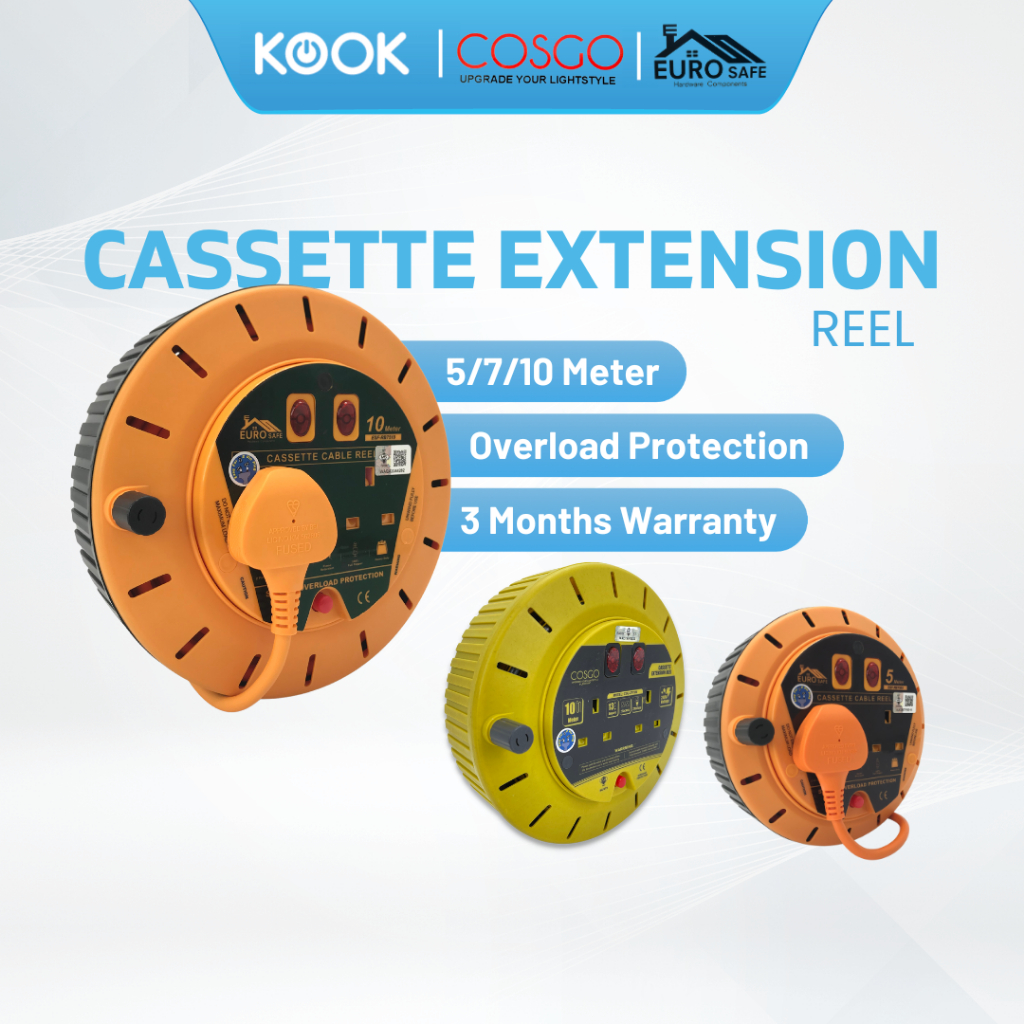 COSGO/EUROSAFE Cassette Extension Reel 5/7/10 Meter(KOOK) Shopee Malaysia
