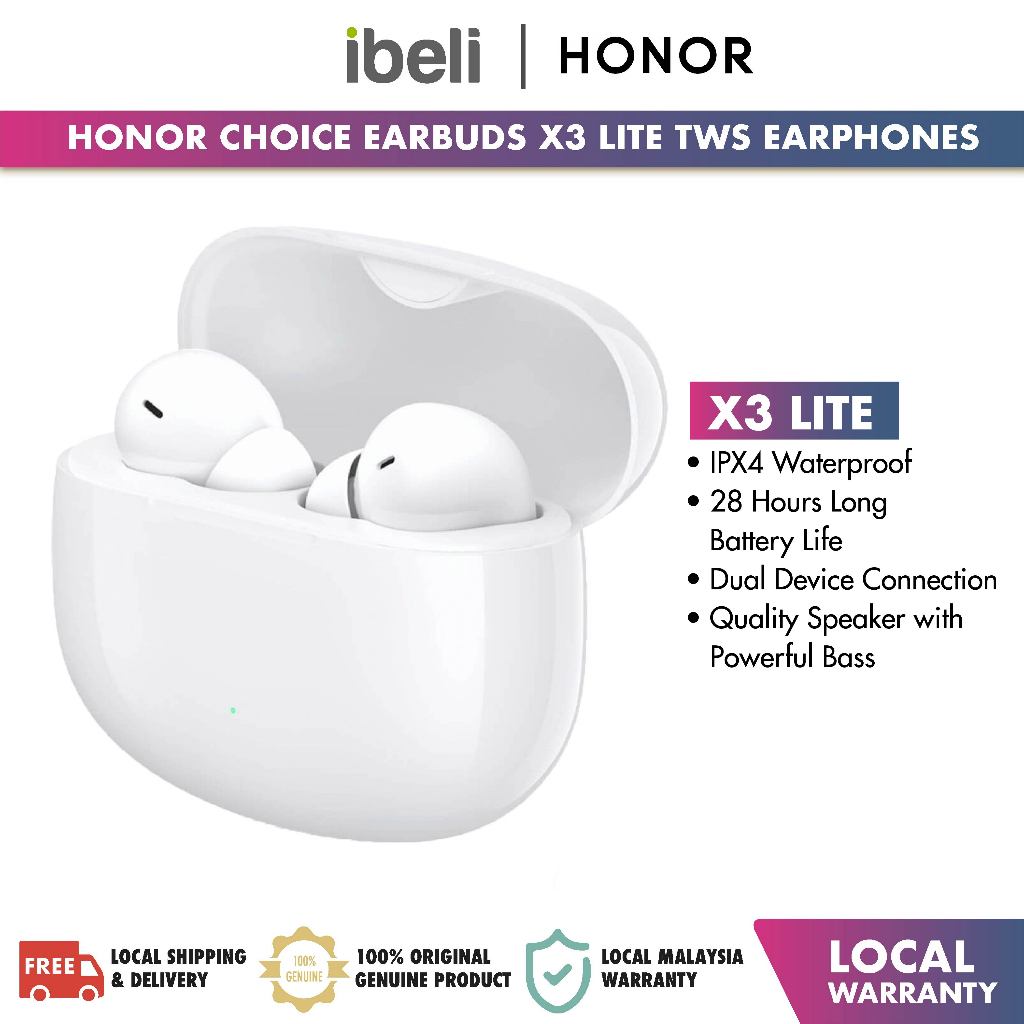 HONOR CHOICE Earbuds X3 Lite TWS Earphones Wireless Dual-Mic Powerful ...