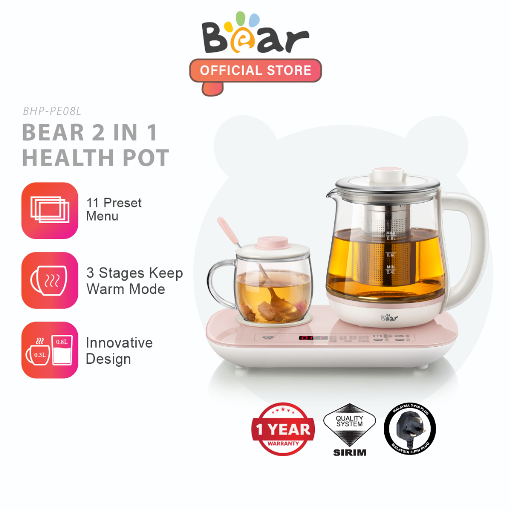 Bear 2 in 1 health Pot Kettle electric glass kettle 0.8L & 0.3L pot 養生壺