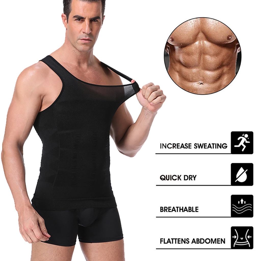 Men Slimming Body Shaper Waist Trainer Vest Tummy Control Posture Shirt  Back Correction Abdomen Tank Top Shaperwear
