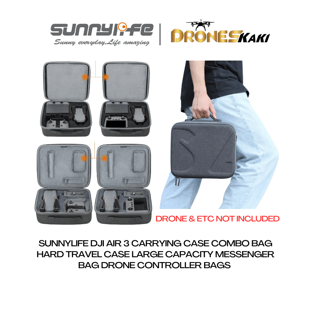 Sunnylife DJI Air 3 Carrying Case Combo Bag Hard Travel Case Large Capacity Messenger Bag Drone