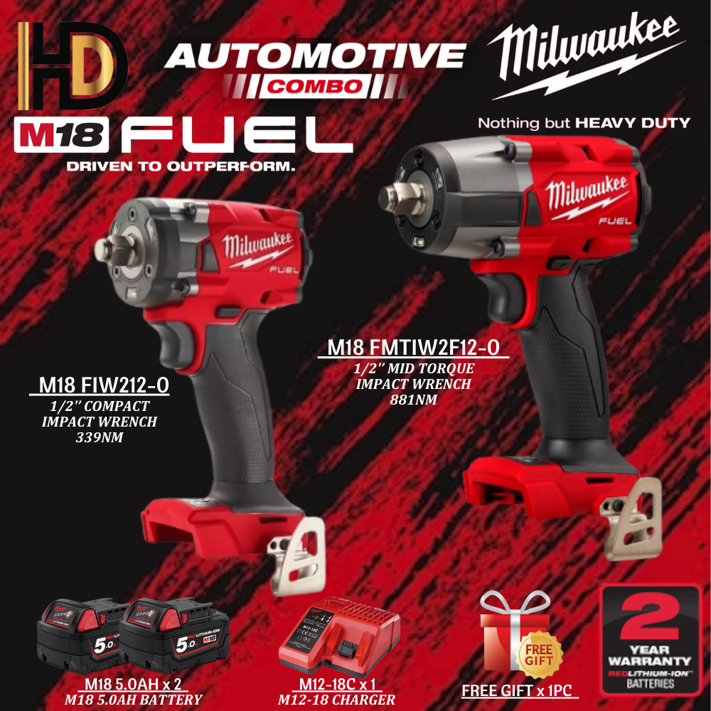 Milwaukee M18 Automotive Combo Package / M18 FMTIW2F12 + M18 FIW212 ...