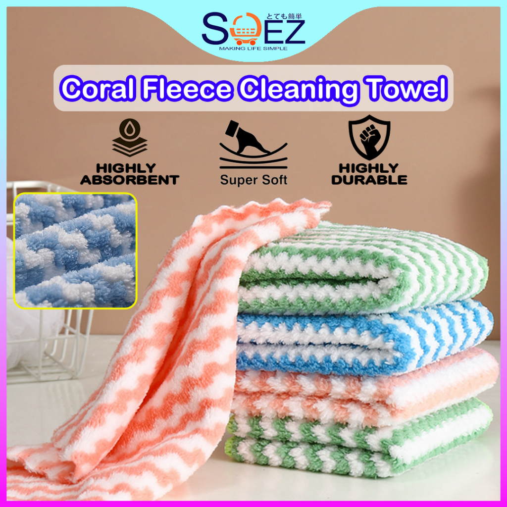 5PCSKitchen Dish Cloth Kitchen Rags Thicken Absorbent Housework Clean Towel  Kitchen Cleaning Supplies Microfiber Cleaning Cloth