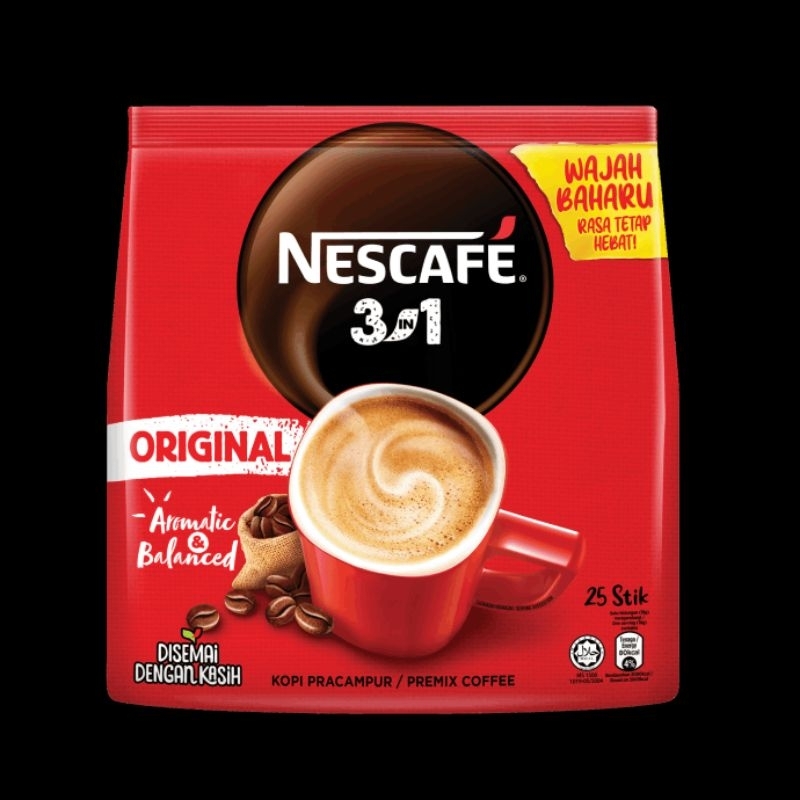 NESCAFE 3-in-1 Original Premix Coffee 450g (25 Sticks X 18g) Aromatic &  Balance