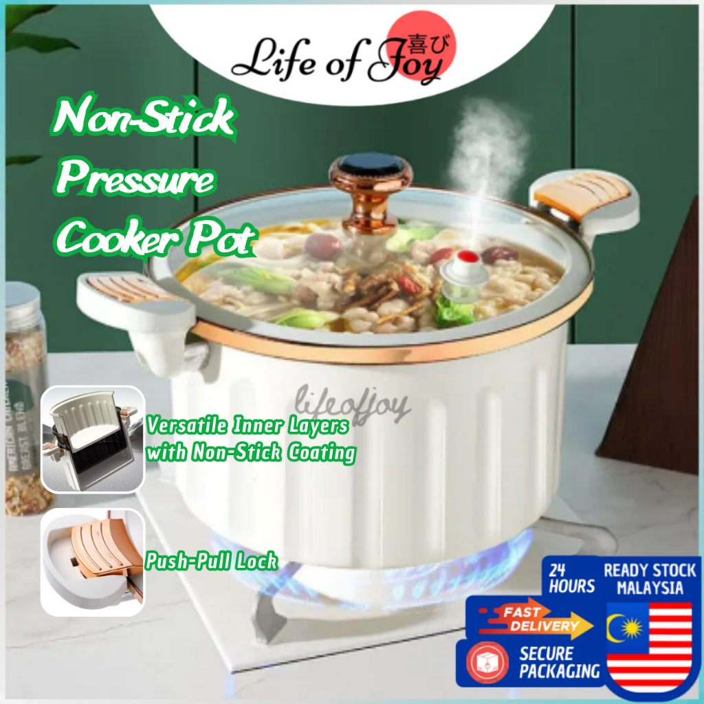 LIFEOFJOY SiliconeSealed 8Liter Pressure Cooker Pot with NonStick