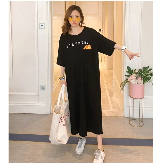 🌈Ready Stock🌈Korean Style Women Loose Large Size Long Casual Dress ...