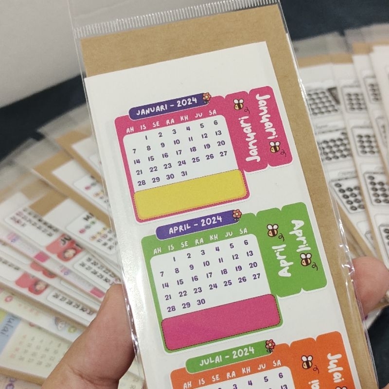 2024 Monthly Calendar Sticker/ Pelekat Kalendar Bulanan Jan-Dis ...