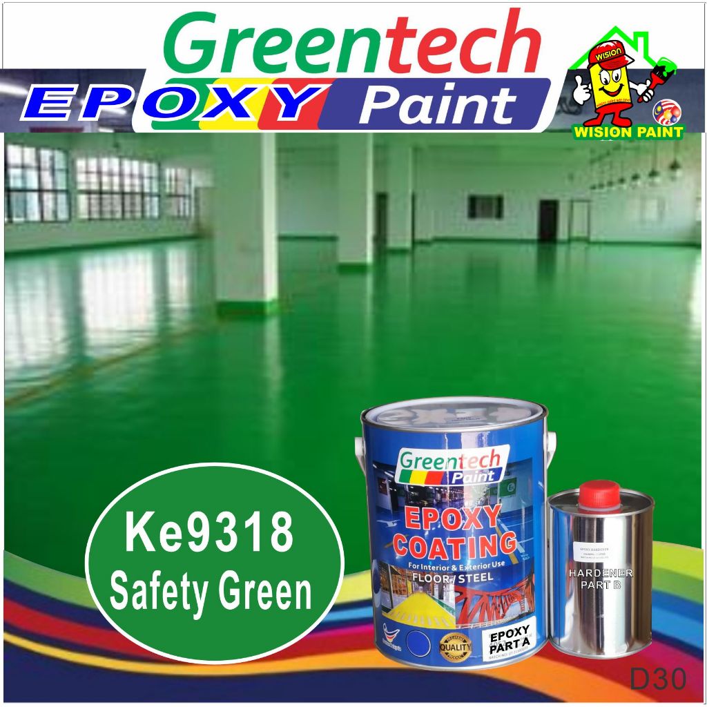 KE9318 SAFETY GREEN 1L Epoxy paint ( GREENTECH EPOXY ) Cat Lantai ...